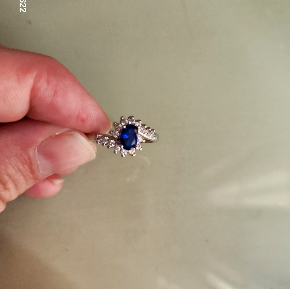 Elegant Silver and Blue Women's Ring